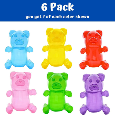 6 Pack Inflatable Gummy Bears Huge 24" - Great for Birthday Party Decorations, Unique Pool Toys for Kids