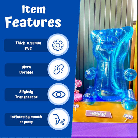 6 Pack Inflatable Gummy Bears Huge 24" - Great for Birthday Party Decorations, Unique Pool Toys for Kids