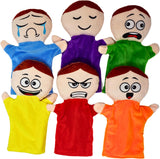6 Pack Feeling Hand Puppets for Kids with 6 Core Emotions, with Moveable Arms, Soft Plush Hand Puppets for Toddlers, Early Education Toys, Social Emotional Learning Activities by 4E's Novelty