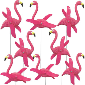 12 Pcs Twirling Wings Pink Flamingo Yard Decorations Small - Flamingo Yard Ornament with Metal Stakes for Outdoor Lawn Decor Garden Statues by 4E's Novelty