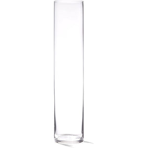 16" Tall Cylinder Glass Vase, 3.5" Wide - Clear Glass Vase for Centerpiece, Floor Vase, Flowers, Candle Holder, Wedding Table Decor by 4E's Novelty