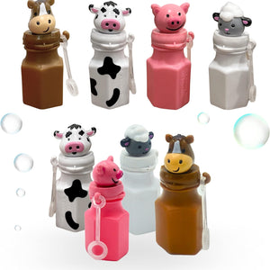 12 Farm Animals Bubbles 12 Pack - Barnyard Farm Animal Bubbles Bottles Party Favors with Wands Includes - Horse, Sheep, Pig and Cow by 4E's Novelty