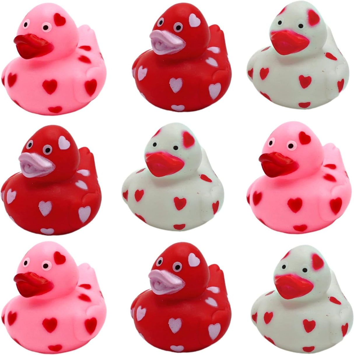 4E's Novelty 24-Pack Mini Valentines Rubber Ducks – Red Ducks with Heart Design for Party Favors