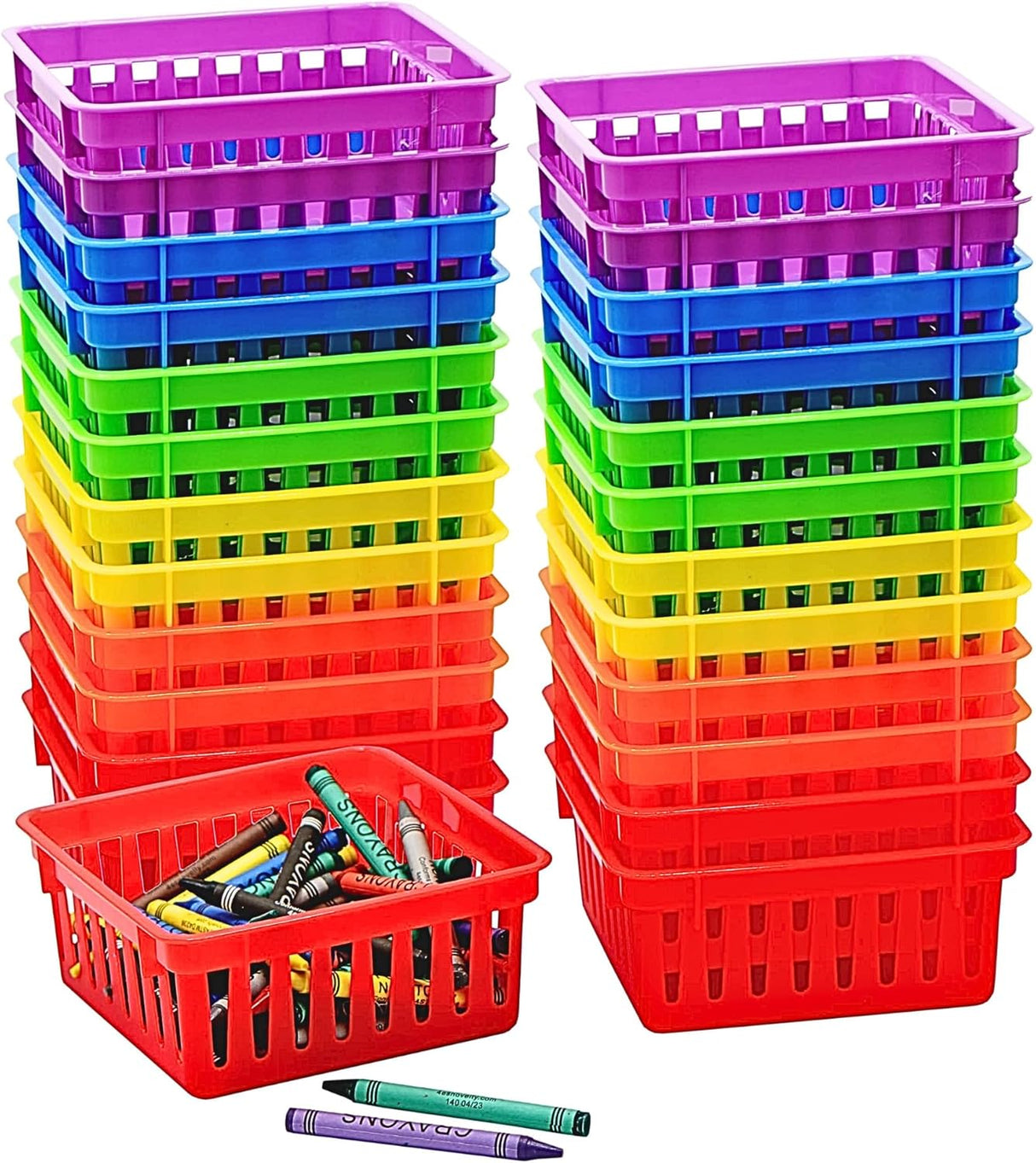 Square Classroom Baskets for Classroom Storage - Crayon Organizer, Small Bins, Plastic Crayon Box, Crayon Storage, Pencil Tray