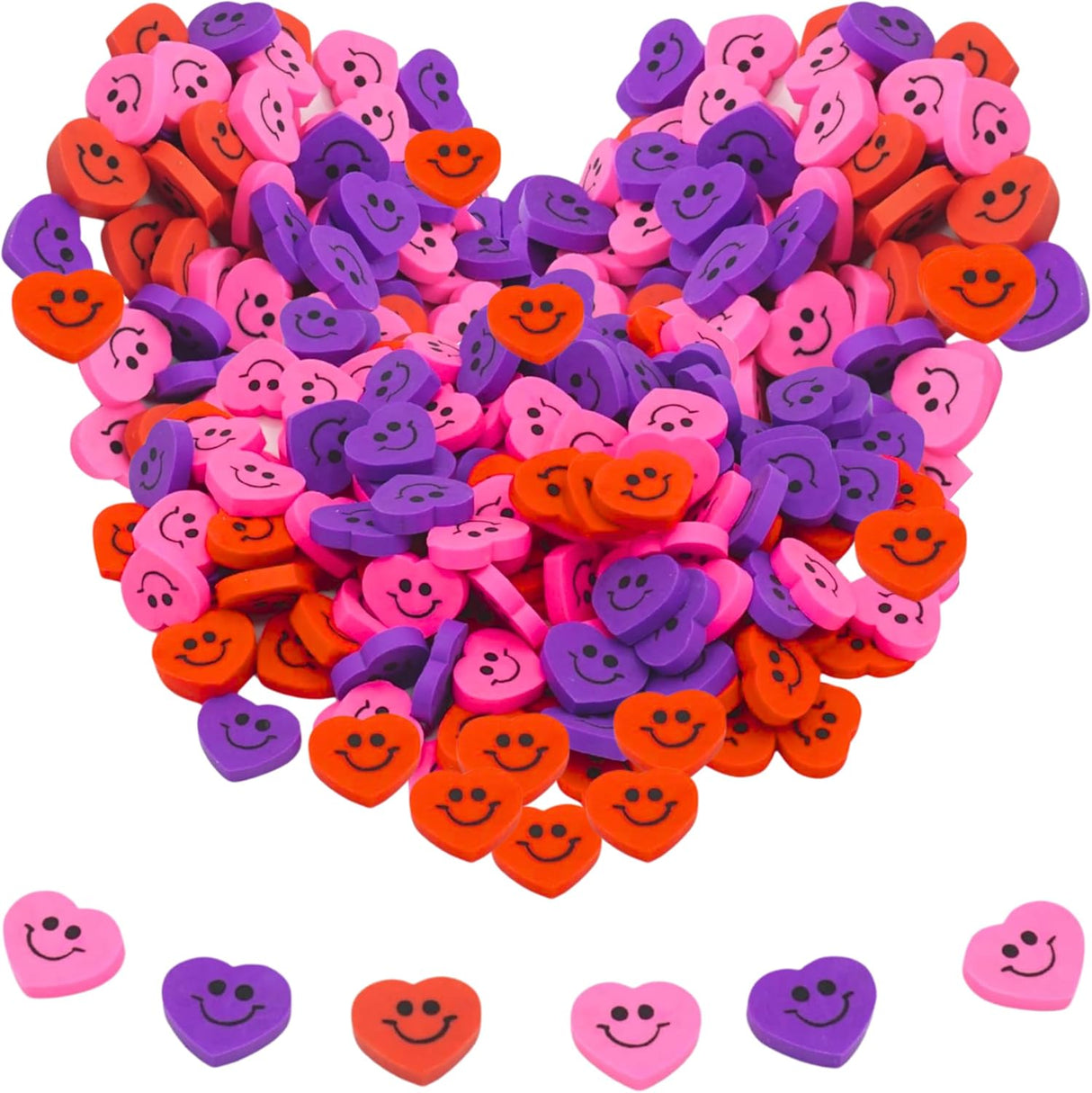 4E's Novelty 144-Pack Mini Heart Erasers – Candy Alternative Valentine Party Favors for Kids