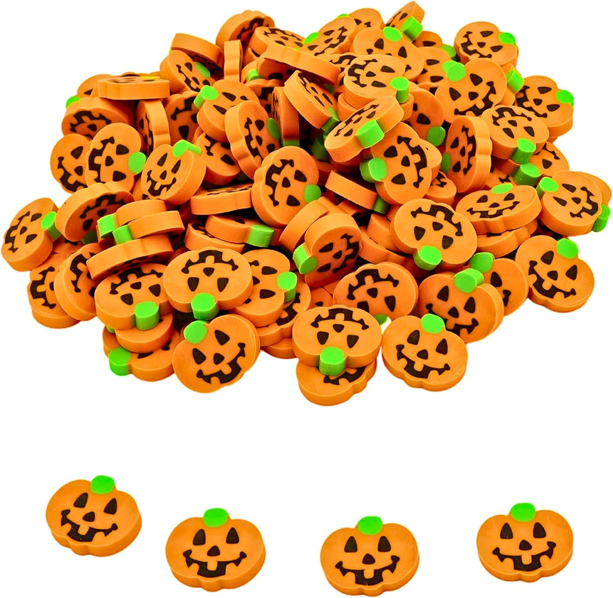 4E's Novelty Halloween Mini Pumpkin Erasers Bulk 144 pcs - Mini Erasers for Kids Bulk, Erasers for School, Classroom Mini Halloween Erasers for Kids