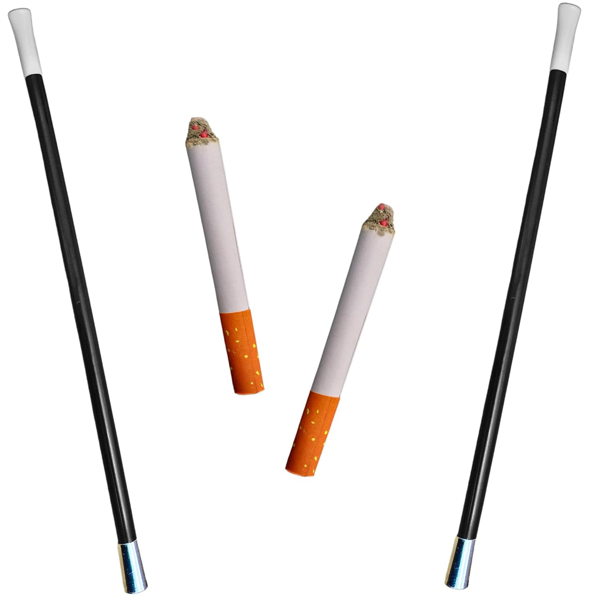 2 Pcs 13’’ Long Cigarette Holders & 2 Pcs 3.25" Fake Prop Cigarettes with Smoke