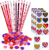 4E's Novelty 36-Pack Valentine’s Day Stationery – Pencils, Erasers & Stickers for Class Parties