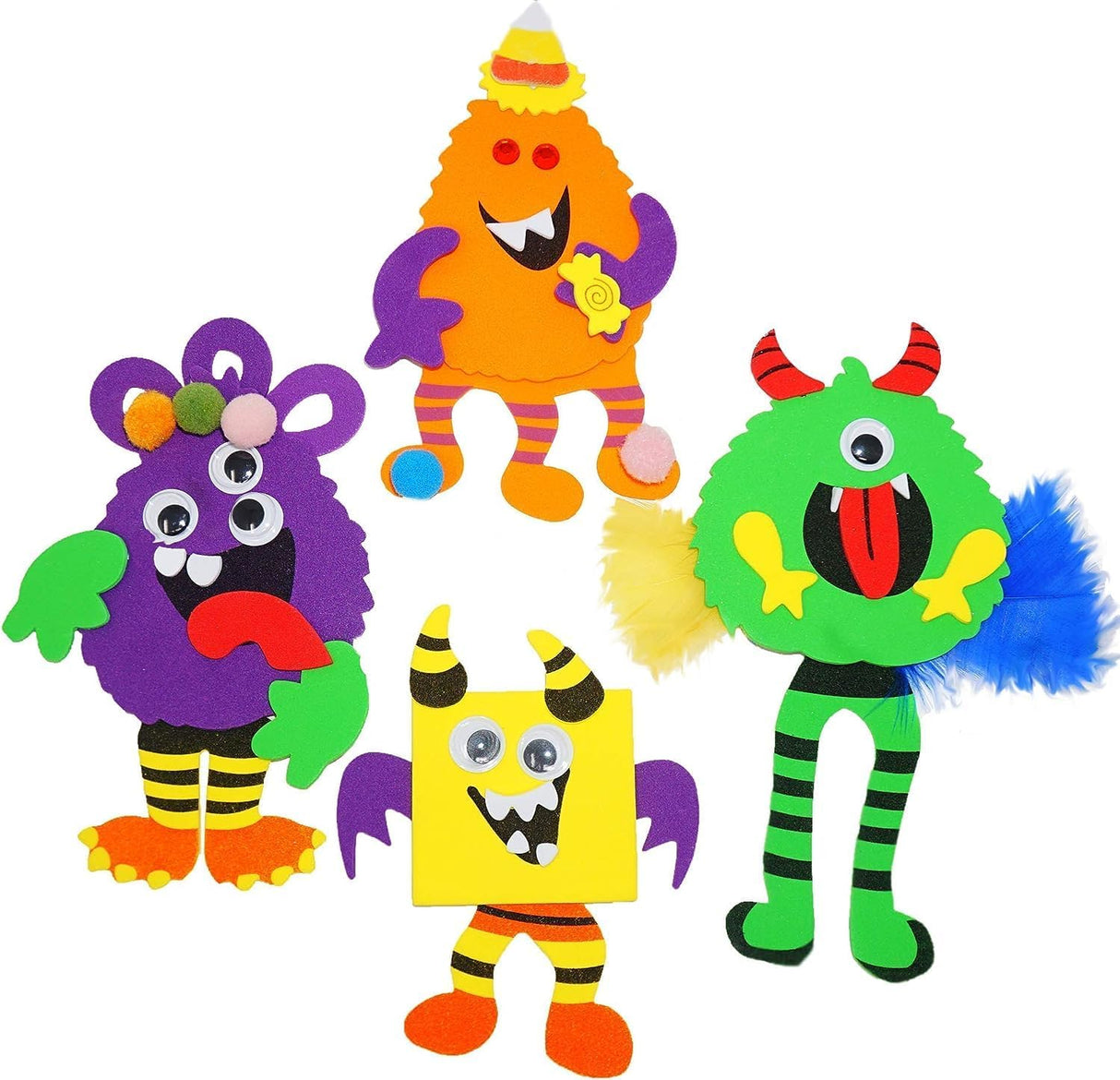 4E's Novelty Halloween Crafts for Kids (12 Pack) - Silly Monster Crafts Kids with Magnetic Foam Stickers, Fun Halloween Party Crafts for Kids Ages 3+