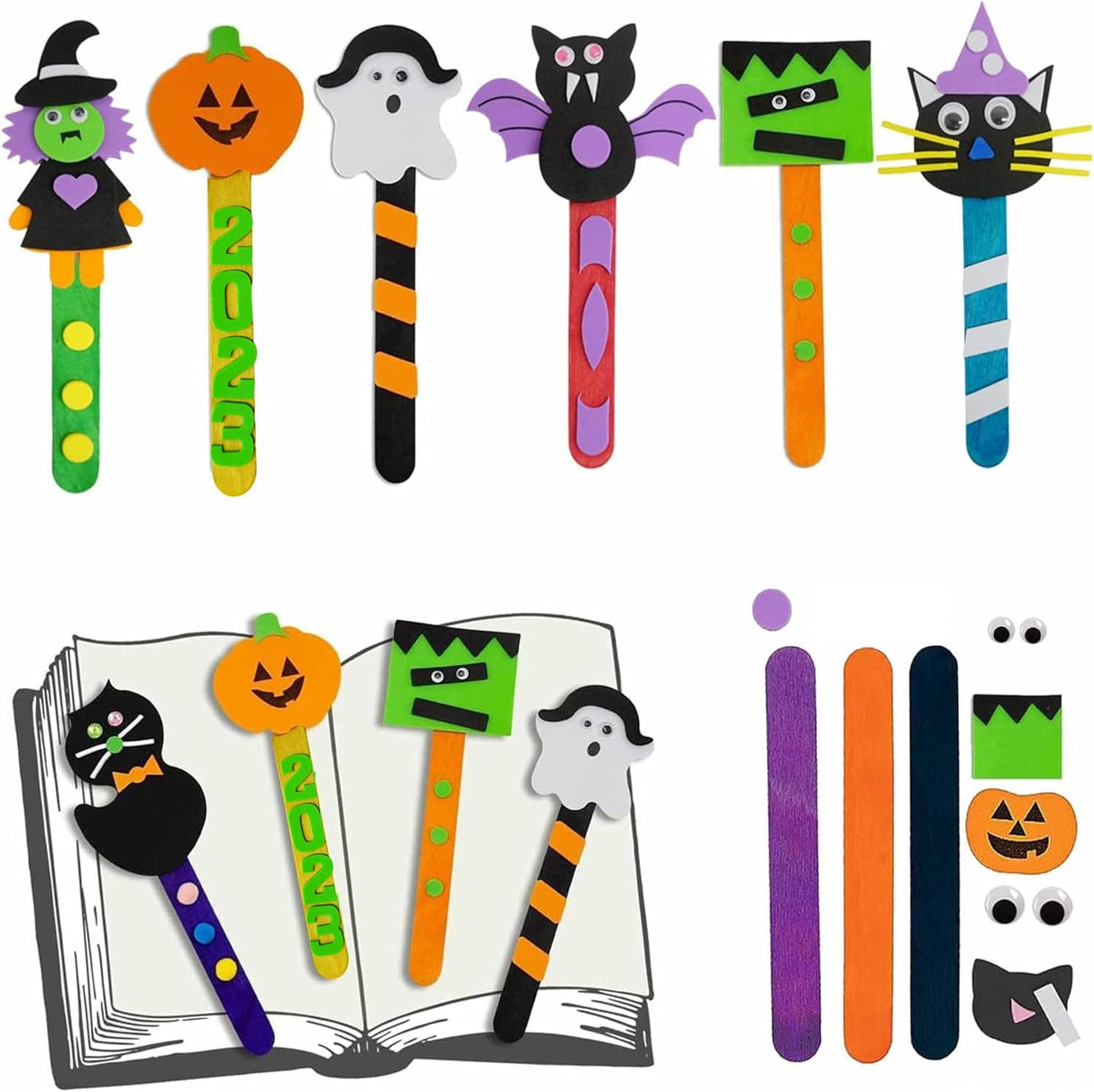 4E's Novelty Halloween Bookmark Craft for Kids 2024 - 12 Pack Kids Halloween Crafts Ages 4-8, 8-12, Perfect Halloween Activities for Kids Classroom