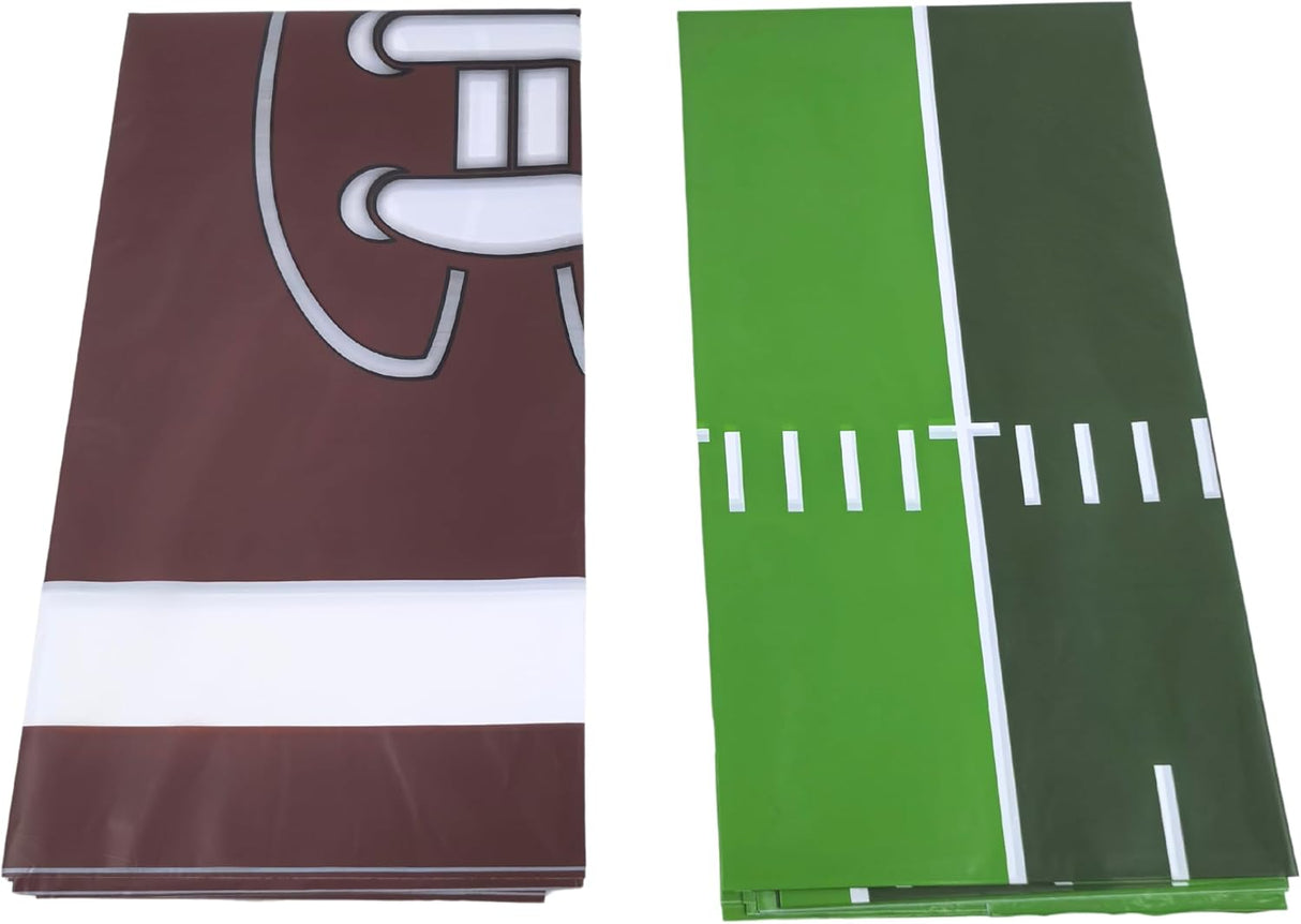 4E's Novelty 2-Pack Football Party Tablecloths – Disposable 54x108” Covers for Game Day Decor