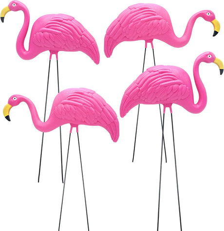 4 Pink Flamingos Yard Decorations - Large 23 inch Ornament Statues - Outdoor Garden Lawn Flamingo Decor by 4E's Novelty