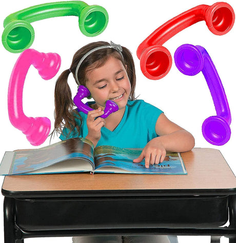 4E's Novelty Whisper Phones for Reading [4 Pack] Auditory Feedback, Hear Myself Sound Phone - Accelerate Reading Fluency, Comprehension & Pronunciation - Speech Therapy Materials Toys