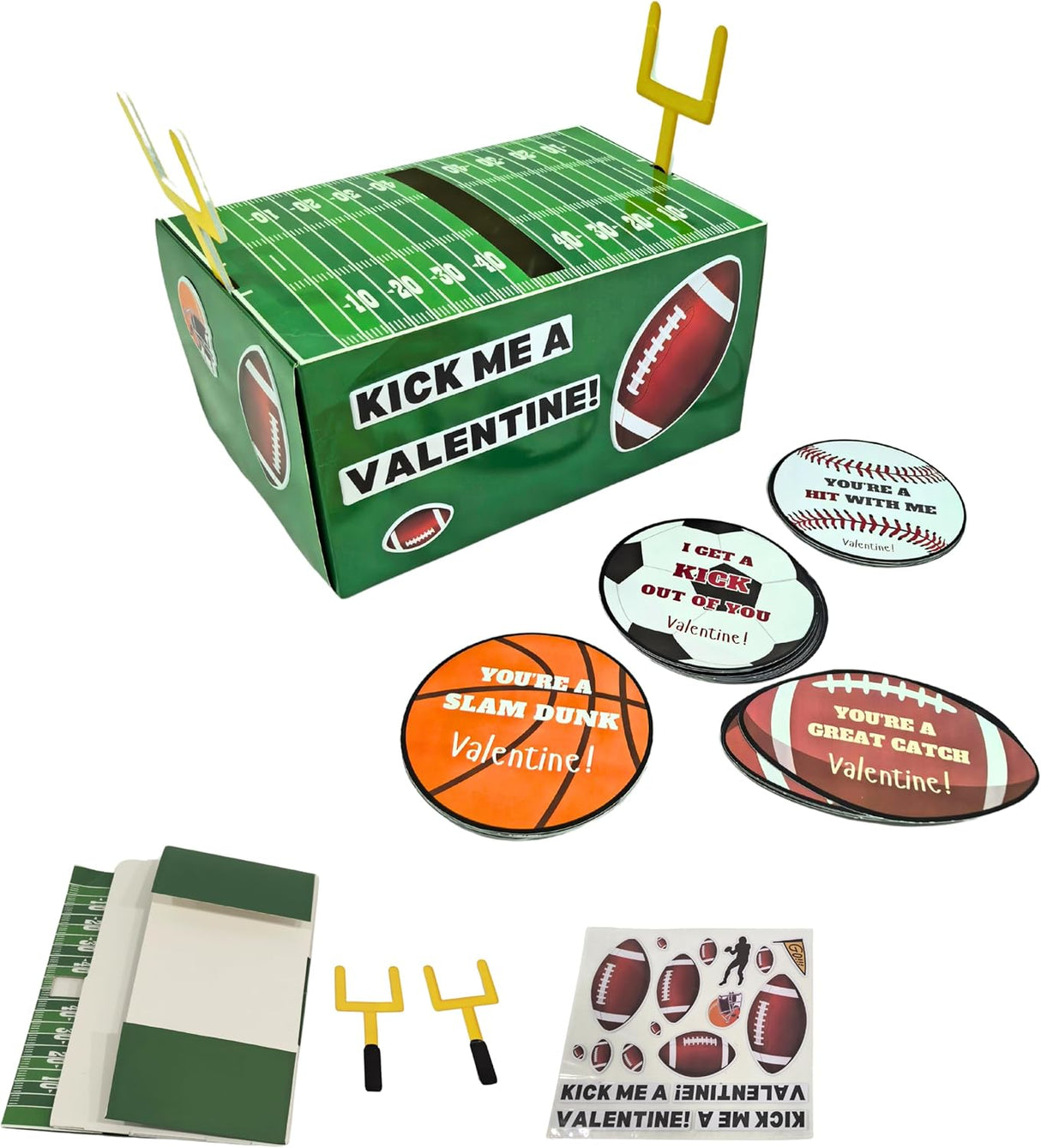 4E's Novelty DIY Football Valentine Mailbox Kit – 36 Cards for Kids' School Party Craft