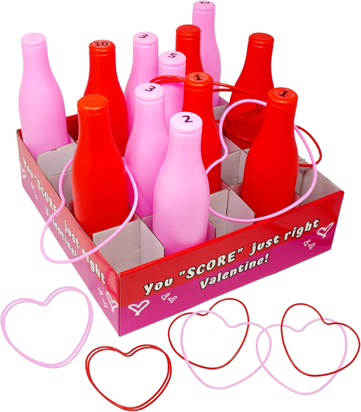 Valentine Bottle Ring Toss Game - Kids Party Activity & Yard Game