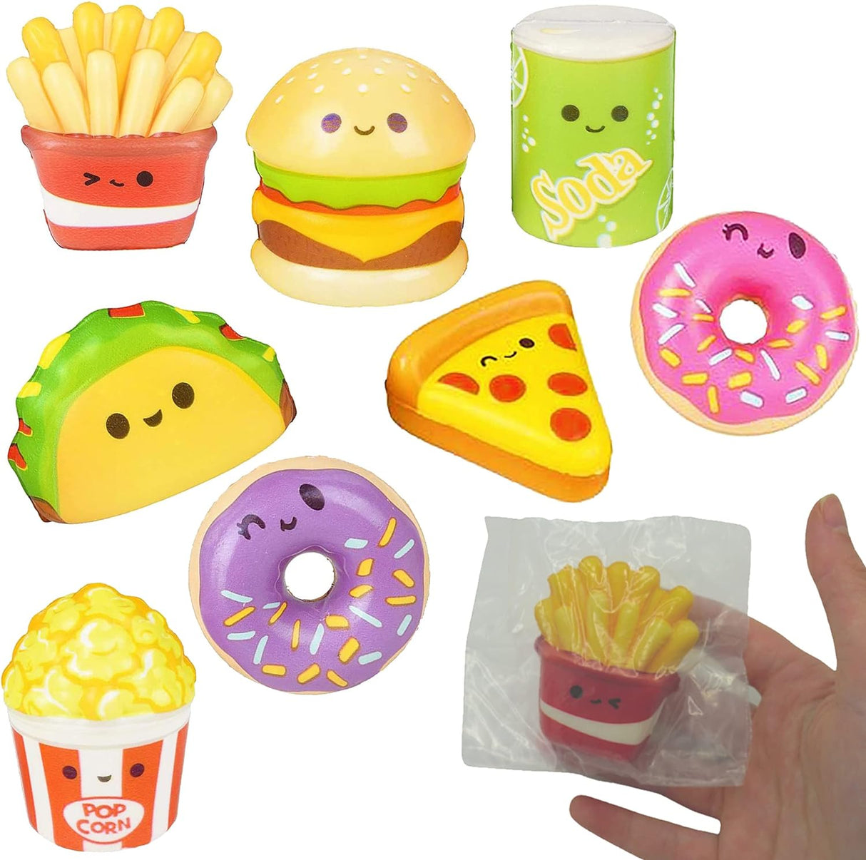 24 Pack Food Squishy Toys for Kids Bulk - Slow Rising (Individually Wrapped) Small Foam Squishy 1.5-2.25" - Sensory Fidget Party Favors by 4E's Novelty