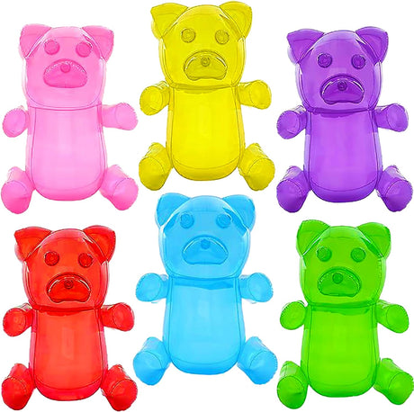 6 Inflatable Gummy Bear 12" (Colors May Vary) Inflatable Pool Toys for for Kids, Candyland Party Decorations for Girls, Birthday Party Favors, Lollipop Sweet Themed Supplies, Unique Pool Floaties