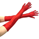 21" Elbow Length Satin Long Red Gloves for Women Cosplay, Opera Gloves, Costume Accessories by 4E's Novelty