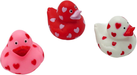 4E's Novelty 24-Pack Mini Valentines Rubber Ducks – Red Ducks with Heart Design for Party Favors