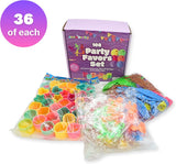 4E’s Novelty 108 Pcs Party Favors for Kids 8-12 – Punch Balloons, Coil Springs, Stretchy Men, Bulk Set