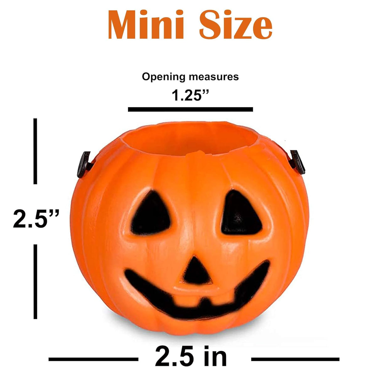 4E's Novelty Mini Pumpkin Buckets Bulk - 24 Halloween Pumpkin Treat Pail, 2.5" Cute Plastic Pumpkins Candy Bucket For Halloween Goodies & Decor