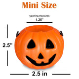 4E's Novelty Mini Pumpkin Buckets Bulk - 24 Halloween Pumpkin Treat Pail, 2.5" Cute Plastic Pumpkins Candy Bucket For Halloween Goodies & Decor