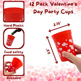 4E's Novelty 12-Pack Valentine Reusable Cups – BPA-Free 8oz Kids’ Party Favors for Classroom