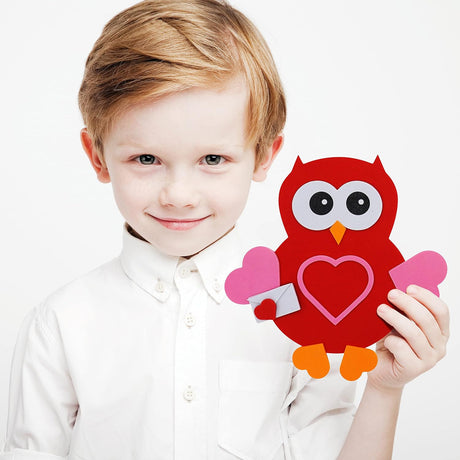 4E's Novelty 12-Pack Owl Magnet Valentine Crafts – Fun DIY Foam Crafts for Kids’ Classroom