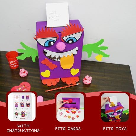 4E's Novelty DIY Monster Valentine Mailbox Kit – Creative Kids’ Craft for School Projects