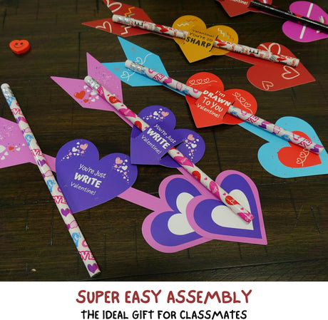 4E's Novelty 36-Pack Valentine Pencil Set – Pencils, Cards & Erasers for Classroom Gifts