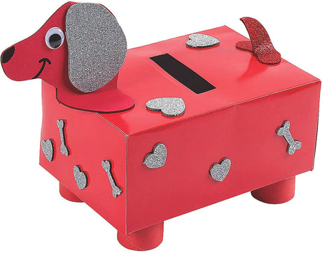 4E's Novelty DIY Dog Valentine Mailbox Kit – Fun Craft for Kids’ Classroom Card Exchange