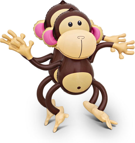 4E's Novelty Inflatable Monkeys (2 Pack) 27 Inch Large Monkeys inflatable For Party Decoration, Jungle Safari Birthday Party Supplies Kids Animal Party Decor, Baby Shower Favors