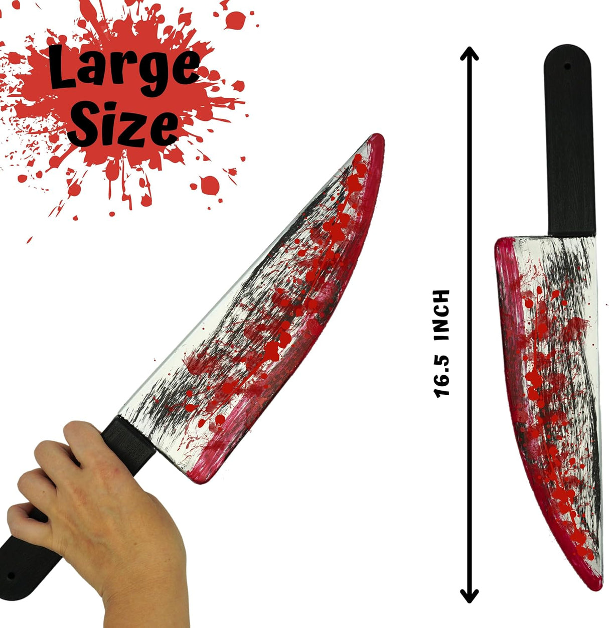 16.5’’  Large Fake Knife with Fake Blood Prop, Halloween Prop Knife Toy