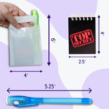 12 Invisible Ink Pens with UV Light, Mini Notebooks & Goodie Bags