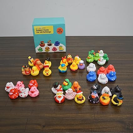 All Holidays Rubber Ducks in Bulk Pack of 42 - Includes Thanksgiving, Christmas, Valentines & More Rubber Duckies, Bath Toys for Kids Boys & Girls, Advent Gift, Jeep Ducking, Ducks for Each Season