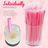 4E's Novelty 100 Pink Heart Shaped Straws – Individually Wrapped Fun Straws for Valentine’s Day