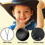 4E's Novelty Kids Black Cowboy Hats - 2 Pack - Fits Boys & Girls Ages 5-12 Yrs, Felt with Buckle Belt, Child Size Cowgirl Western Costume Accessories, Party Dress Up