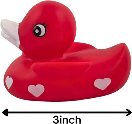 4E's Novelty 3 Valentines Rubber Duck – Red Rubber Ducky with XOXO for Decorations & Gifts