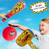 25 Pc Set Pow Inflatable Baseball Bats (12) With Superhero Punch Balloons (12) & Huge 30" Bopper Inflate (1) Superhero Birthday Party Favors for Kids, Party Supplies by 4E's Novelty