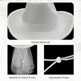 4E's Novelty Bride Cowgirl Hat with Veil & Bachelorette Sash - White Cowboy Hat for Bachelorette Party