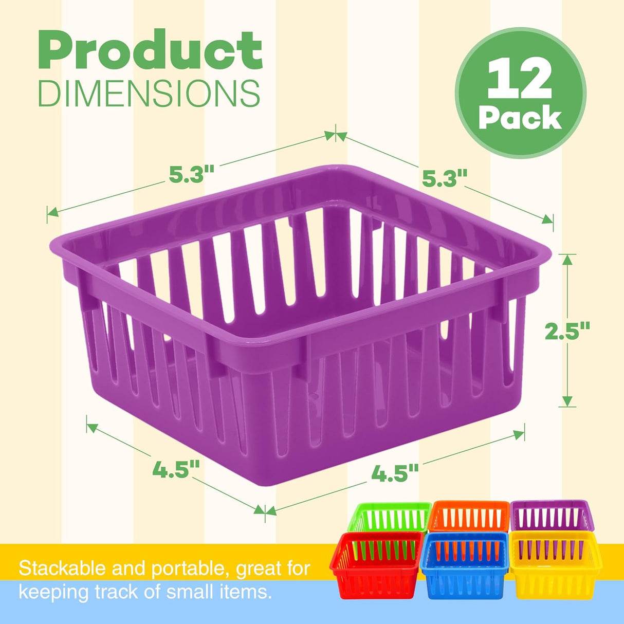 Square Classroom Baskets for Classroom Storage - Crayon Organizer, Small Bins, Plastic Crayon Box, Crayon Storage, Pencil Tray