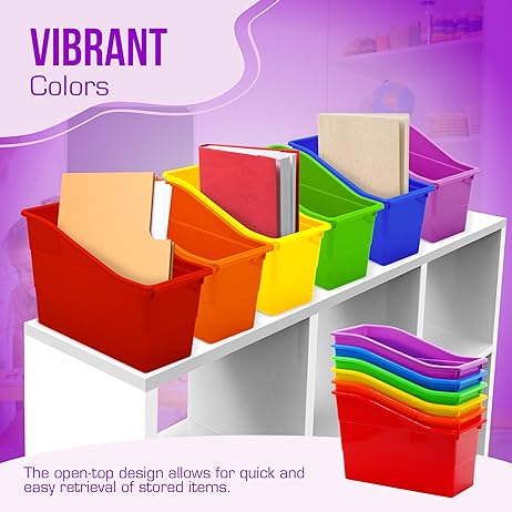 File Bins: Plastic Storage Bin, File Organizer, Classroom Organization Storage Basket, Desk with Storage, Desktop Organizer, 6 pcs Foldable Desk File Folder