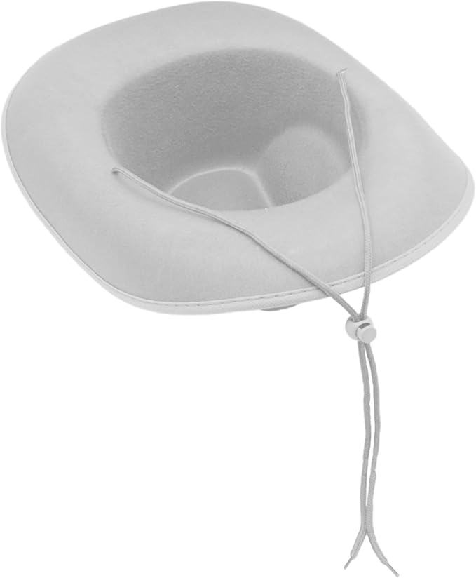 4E's Novelty White Felt Cowboy Hat with Chinstrap – Unisex Western Style for All Occasions