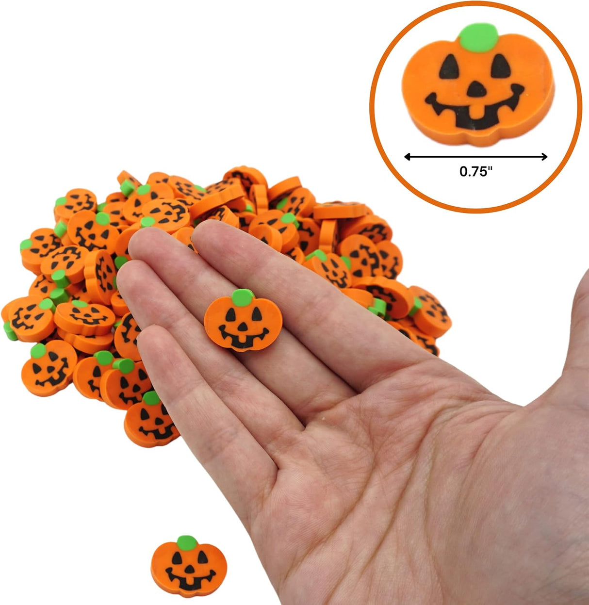 4E's Novelty Halloween Mini Pumpkin Erasers Bulk 144 pcs - Mini Erasers for Kids Bulk, Erasers for School, Classroom Mini Halloween Erasers for Kids