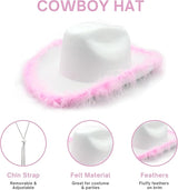 Cowboy Hat with Feathers & Heart Sunglasses - Felt, Women’s Costume