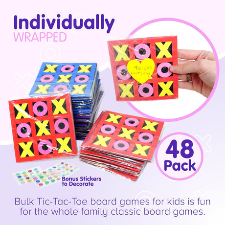 Foam Tic Tac Toe Game [24 Pack] for Kids Individually Wrapped Party Favors, Goody Bag Fillers, Classroom Valentines Day Gifts for Kids