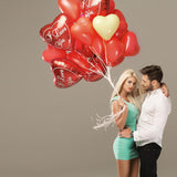 4E's Novelty 36-Pack Latex Heart Balloons – Red, Pink, White 10” Balloons for Valentines & Weddings