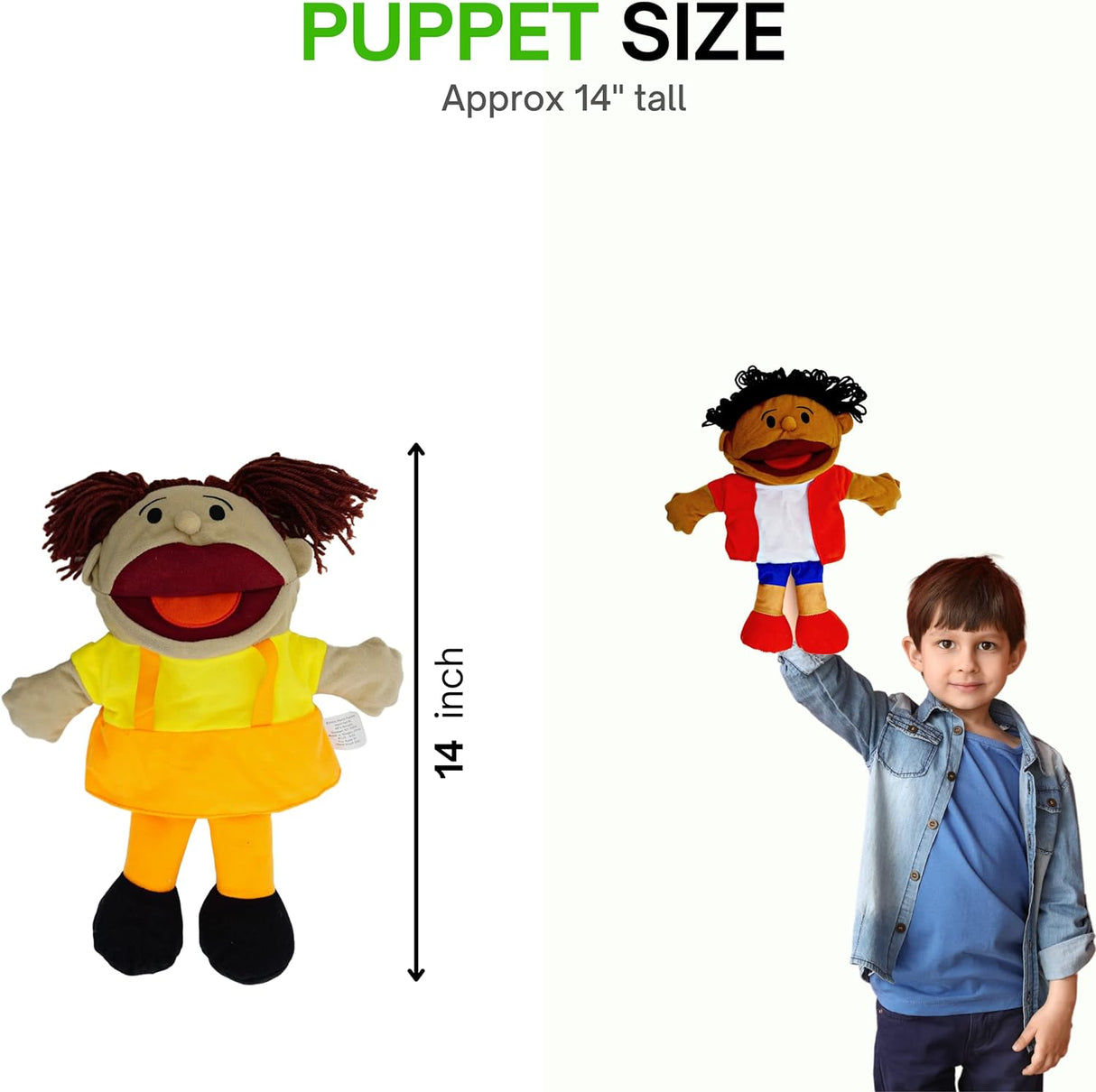 Multicultural Hand Puppets for Toddlers 1-3 and Kids 4-8, Puppet Theater Show for Imaginative Play