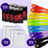 12 Invisible Ink Pens with UV Light, Mini Notebooks & Goodie Bags