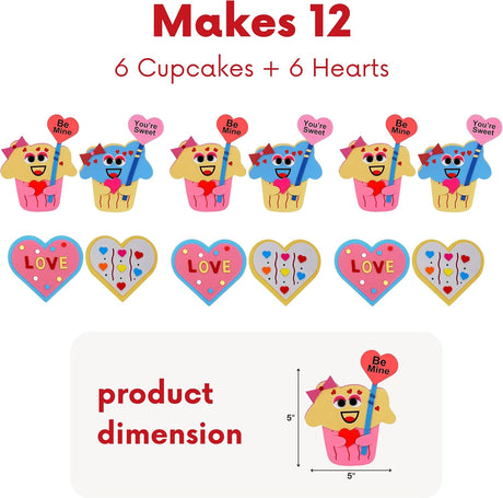 4E's Novelty DIY Foam Cupcake & Heart Craft Kit – 12-Pack Valentine Crafts for Kids' Classroom